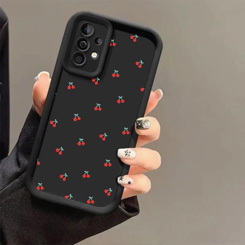 Phone Case with Small Cherry Pattern, TPU Shockproof Full Protection Case, Suitable for Samsung S21/22/23/24/25/NOTE20 PLUS ULTRA FE A13/14/15/16/17/33/34/35/36/52/53/54, Ideal Gift for Friends and Family, T15