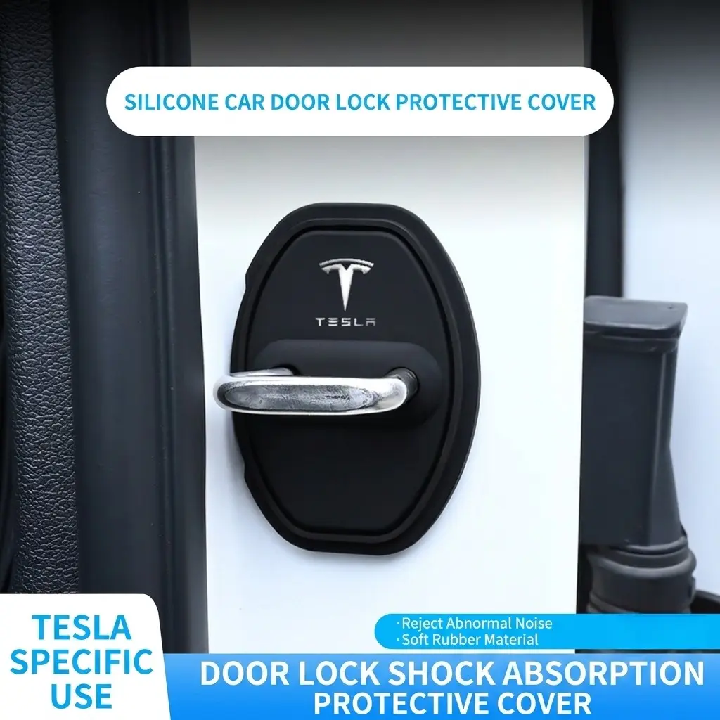 Tesla Model 3/y/yl Door Shock Absorber Pad, Silicone Door Lock Protective Cover, Car Interior Quiet Accessory, Updated Version, Car Accessories, Auto Accessories