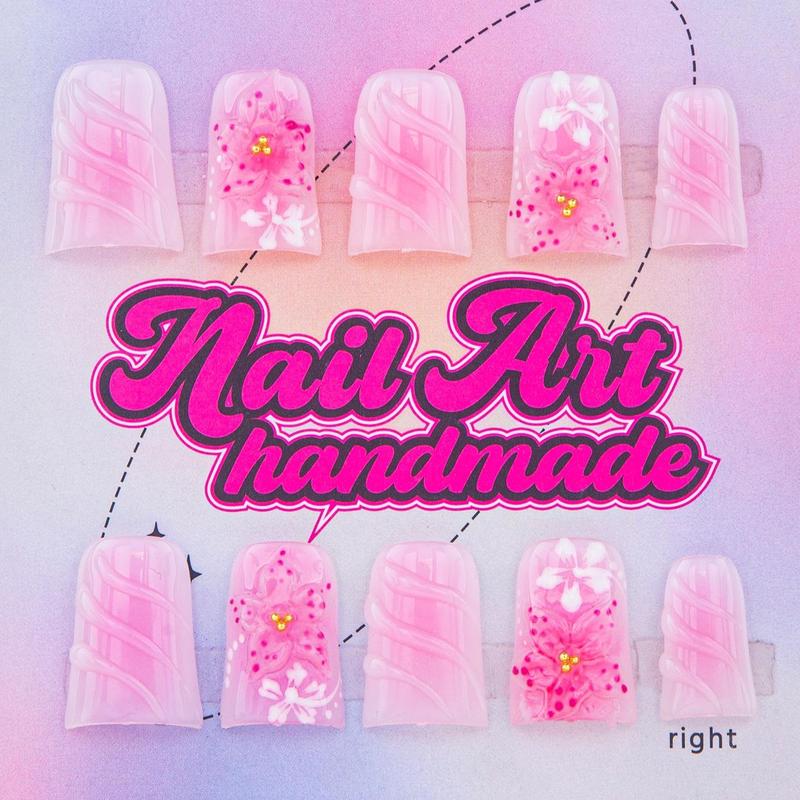 Rhinestone Decor Fake Nails with Nail File & Tape, 10pcs/set Glossy False Nails for Women Girls Nail Art, Effortless Press on Nails Manicure Set, Glitter Nails Art Kit