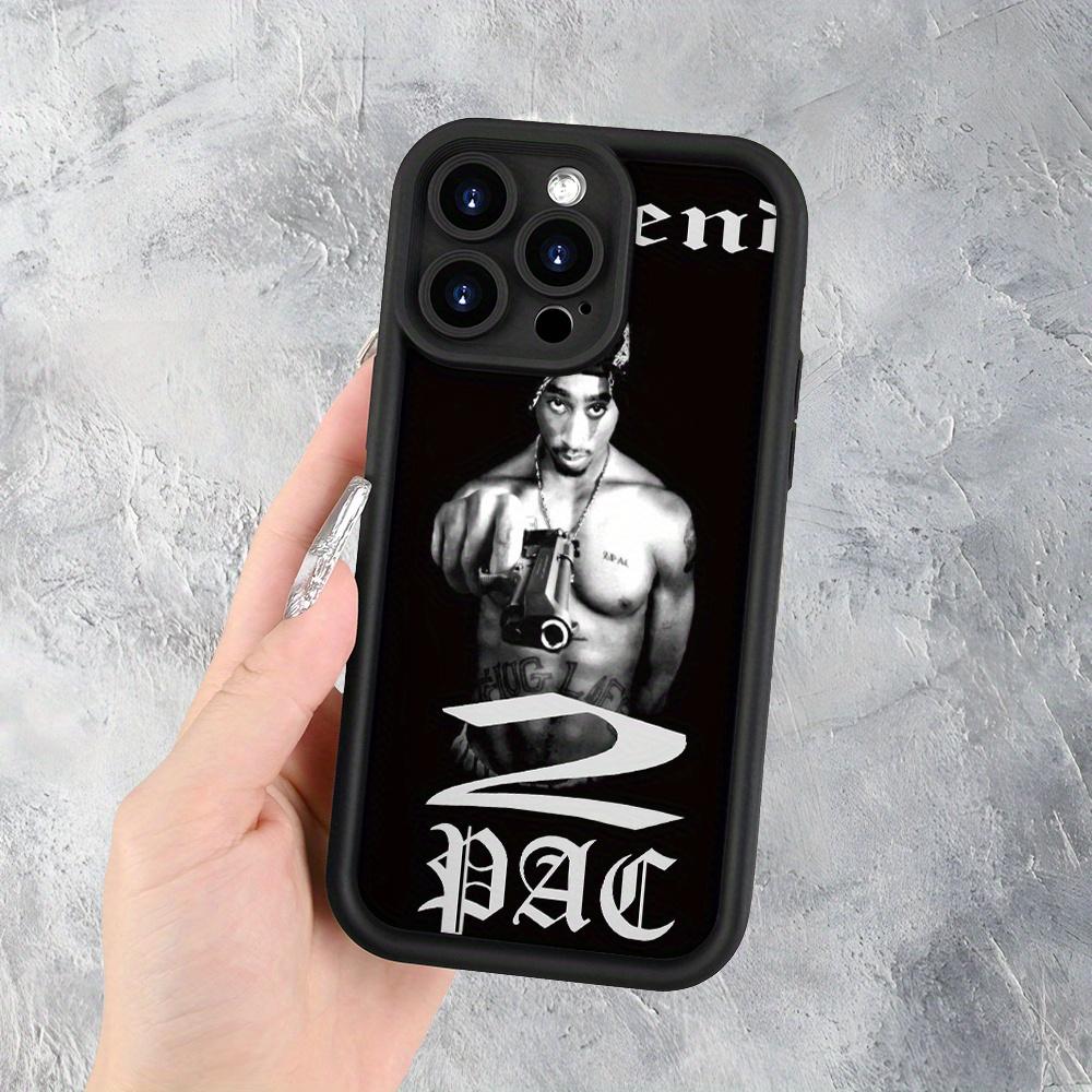 Legendary Rapper 2Pac Street Style Design |     Shockproof, Anti-Slip Matte Finish |     Low-Key Luxury UV Print Case for iPhone 17 E Air Pro ProMax iPhone16 15 14 Plus 13 12 Mini 11 X XS XR - Black TPU Soft Cover with Drop Protection, Halloween Event, Su