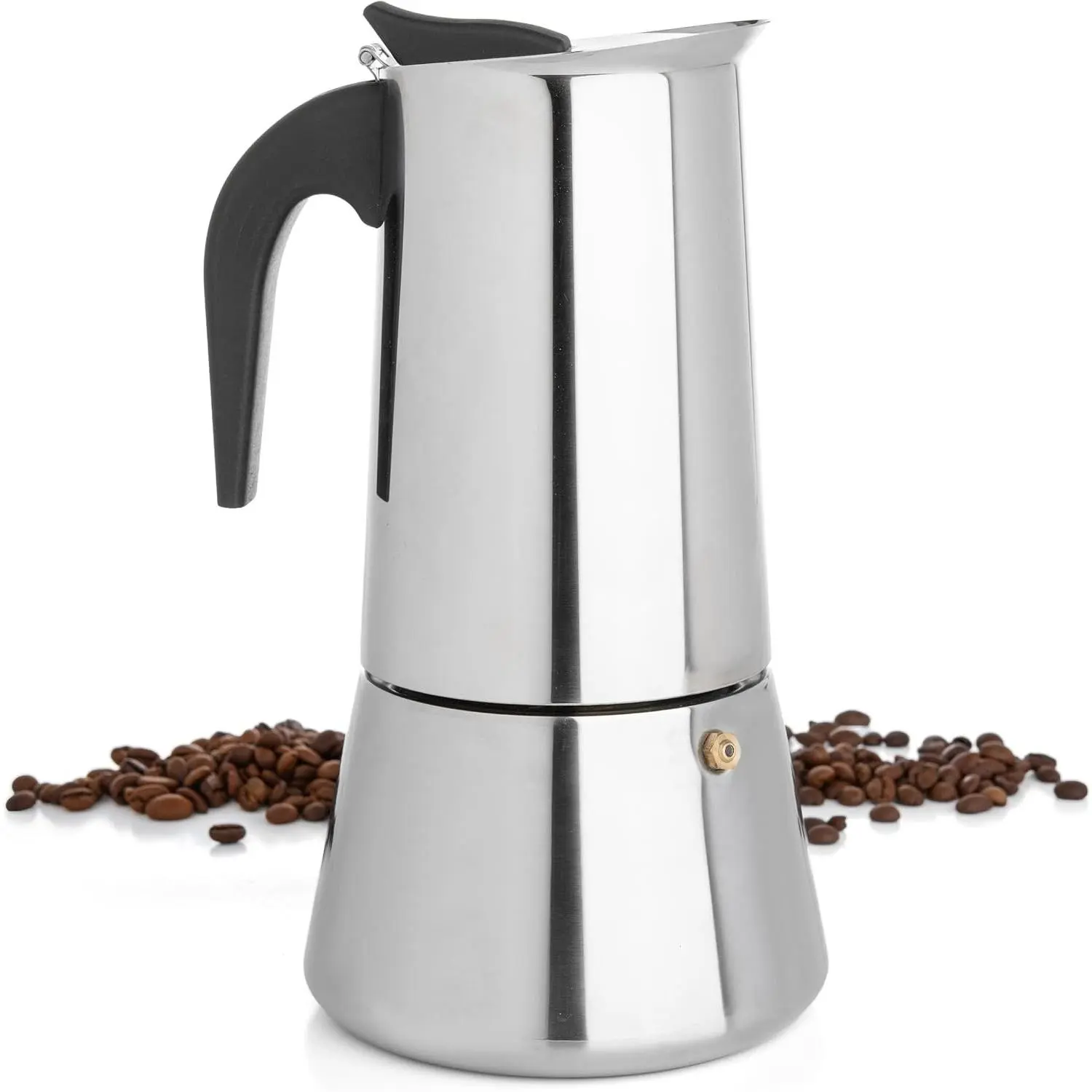 12-Cup Greca Moka Pot, Stainless Steel Stovetop Espresso Maker