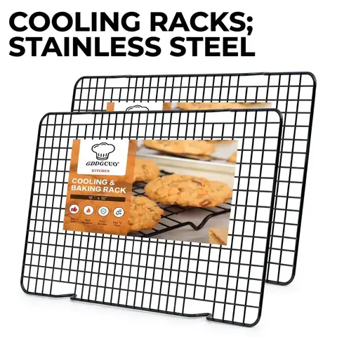 Stainless Steel Cooling Racks Set, Home Baking Supplies, Baking Accessories, Non-Stick Food Drying Rack, Cake Cookie Baking Cooling Shelf, Kitchen Food Airflow Rack, BBQ Grill Net