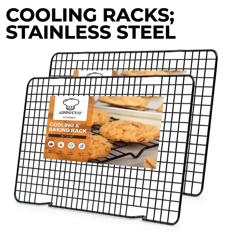 Stainless Steel Cooling Racks Set, Home Baking Supplies, Baking Accessories, Non-Stick Food Drying Rack, Cake Cookie Baking Cooling Shelf, Kitchen Food Airflow Rack, BBQ Grill Net