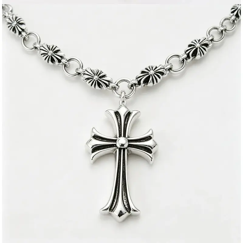 Vintage Cross Necklace For Men Women Stainless Steel Pendant Chain Y2K Trendy Jewelry Gift For Birthday Anniversary Valentine's Day Daily Wear Party Dating