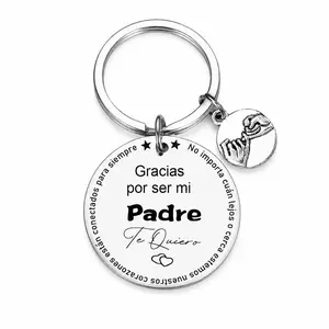 Spanish Father Gift Keychain, Gracias por ser mi Padre Round Pendant Key Ring, Pinky Promise Charm Dad Gift for Father’s Day Birthday