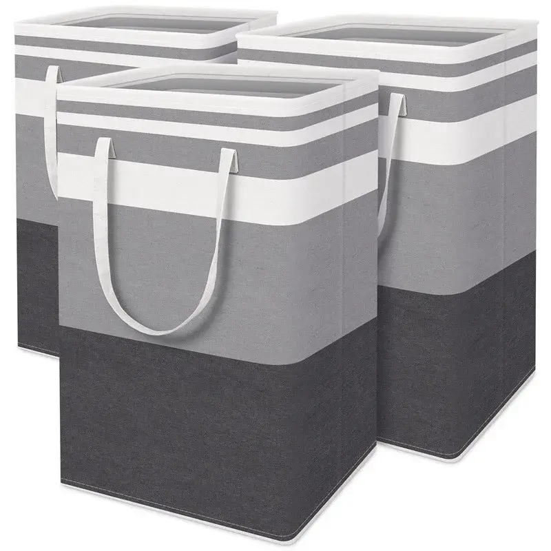 1pc Cotton Linen Dirty Clothes Basket - Grey, Large Capacity, Waterproof, Foldable Home Organizer for Bedroom All Seasons - Fashion Fresh Sundry Storage Bag, High-Capacity