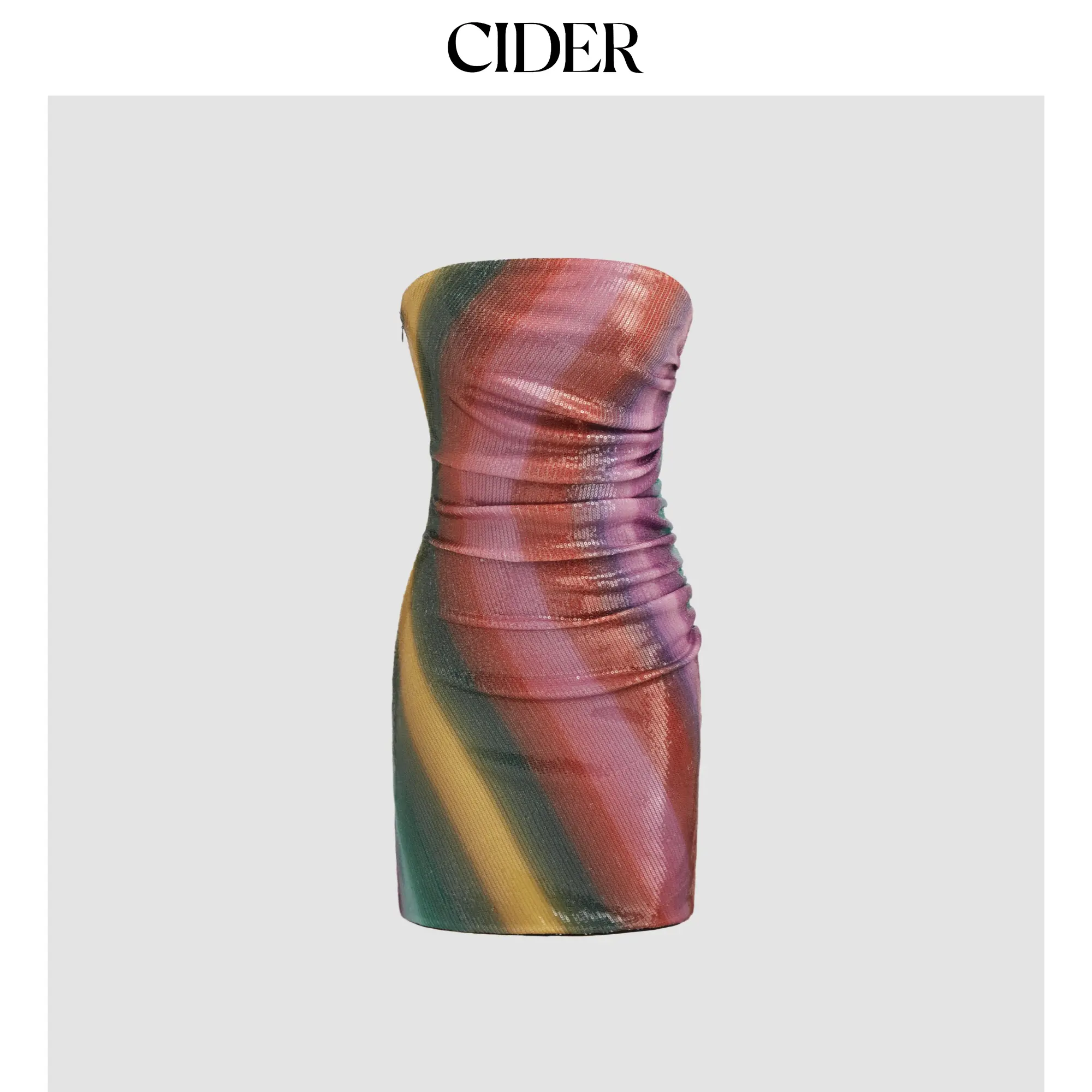 Cider [size 0-26] Sequin Gradient Striped Tube Mini Dress SohoChic