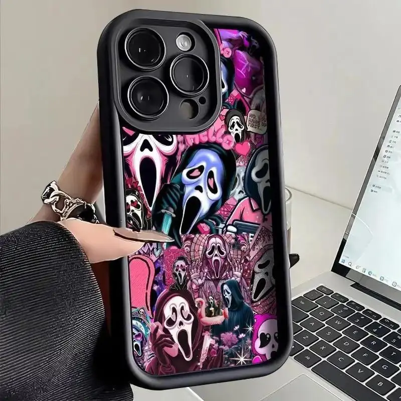 Ghost Scream Collage Pattern Phone case for iPhone 17 Pro Max 16 Plus 15 14 13 12 11 BumperDrop Protaection Rugged Durable Back Cover fashion gift Full Body Protection Shockproof Soft Silicone Cover,case Protective Smartphone