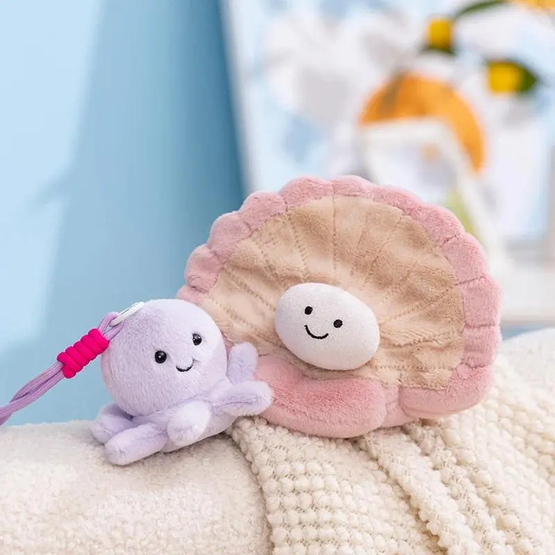 Marine Life Series Doll Pendant Crab Octopus Toy Clam Oyster Plush Turtle Seahorse Clam Oyster Gift For Children Lovely
