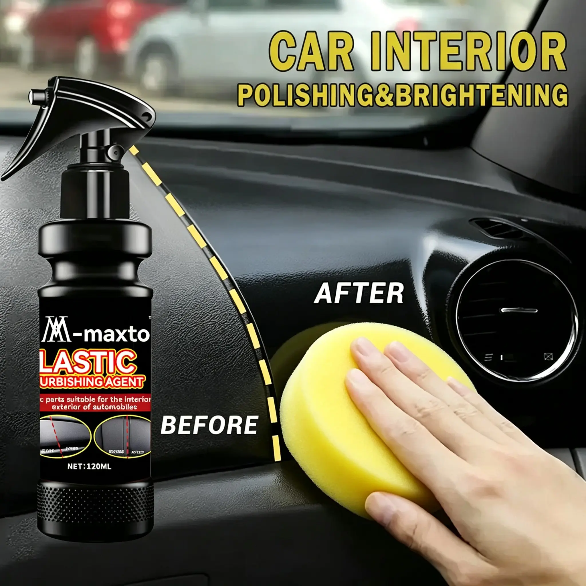 120ml Car Interior Exterior Plastic Restorer, Repair Fading, Whitening and Aging, Plastic Renovation Maintenance Liquid