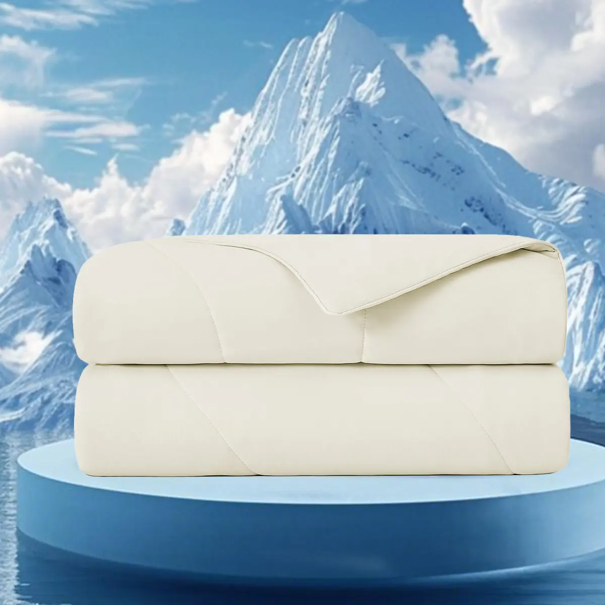 Nokaa 108x90 Inch Oversized Cooling Comforter Ivory Down Alternative Lightweight Breathable Bed Blanket for Queen Full Bed Soft Cozy All-Season Duvet Insert with Corner Tabs Machine Washable