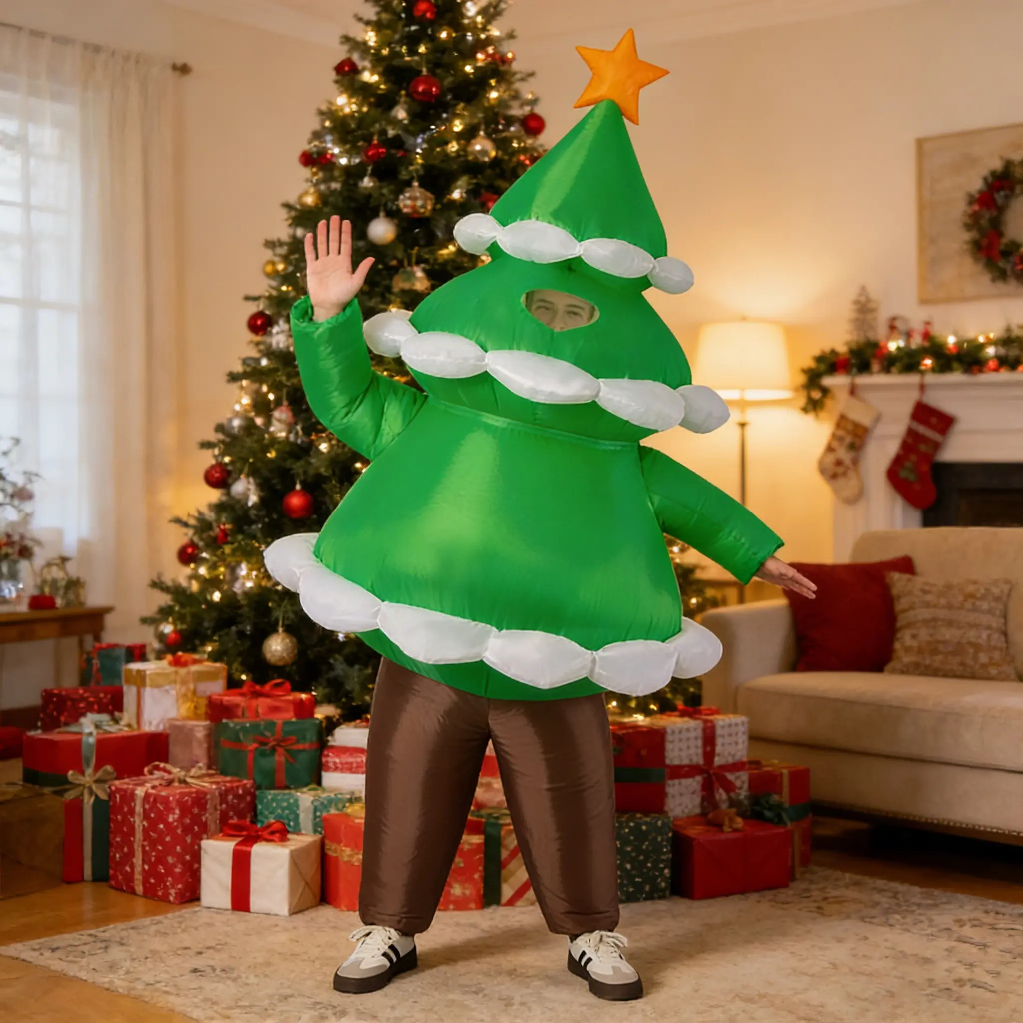 Christmas Tree Inflatable Costume, Carnival Performance, Cosplay Makeup Dress, Party Props, Inflatable Clothing for Festivals, Blow Up Costumes