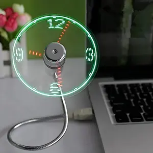 LED USB Clock Fan with 1.44 oz Weight, USB Type-A Cable, LED Display, Novelty Christmas Stocking Stuffer for Men, Father's Day Gift, 1-Year Warranty