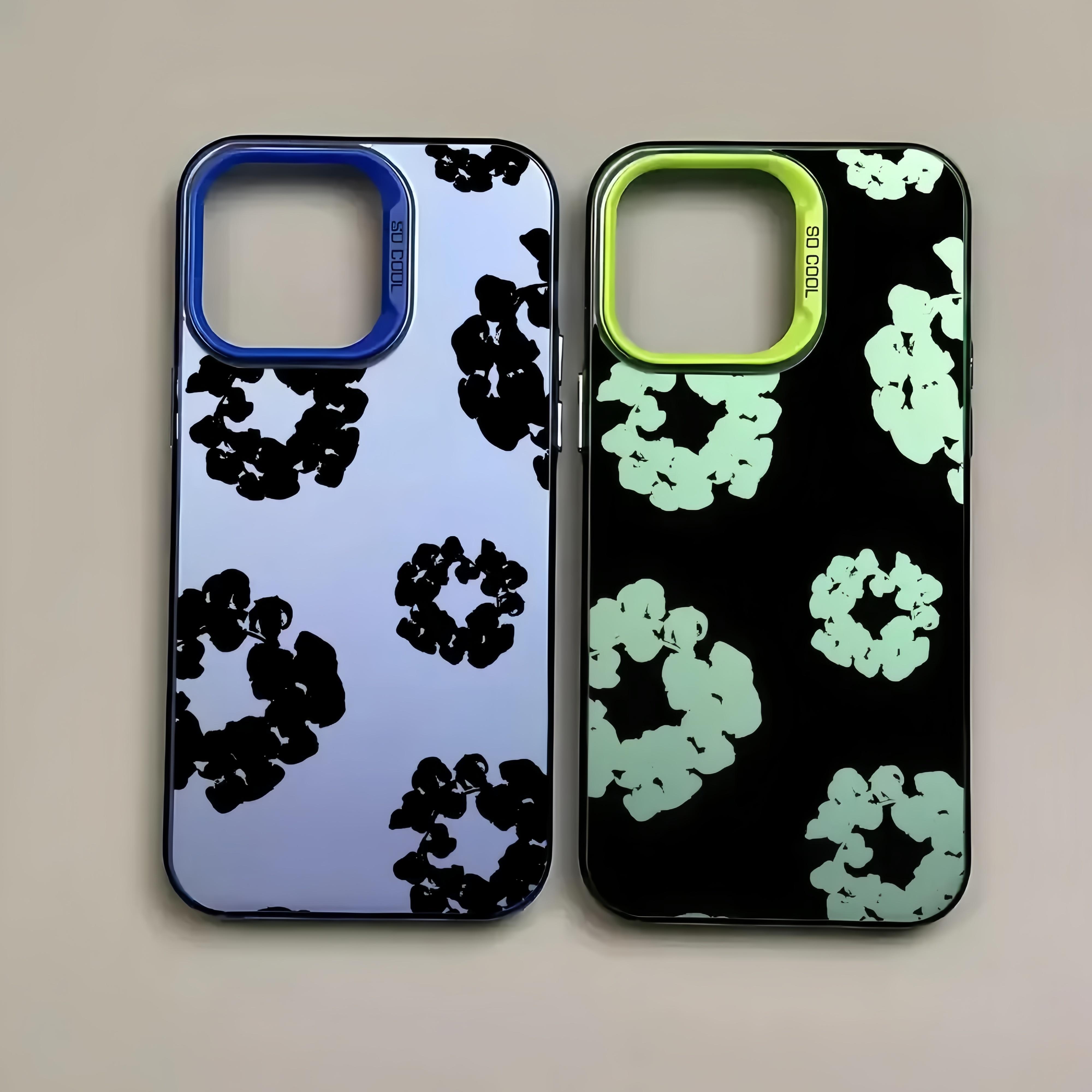 SE Luxury D-Denim T-Tears Phone Case for iPhone 17 16 15 14 13 12 11 mini Pro Max X 8 7 Plus Anti Fall Matte Back Cover with Unique Floral Design