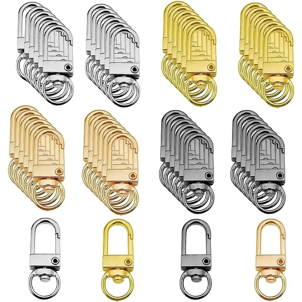 48 count Metal Lobster Claw Clasps Swivel LanyardsTrigger Snap Hooks Strap for  Key Rings,DIY  Making Bracelet Necklace Findings(4 Colors)