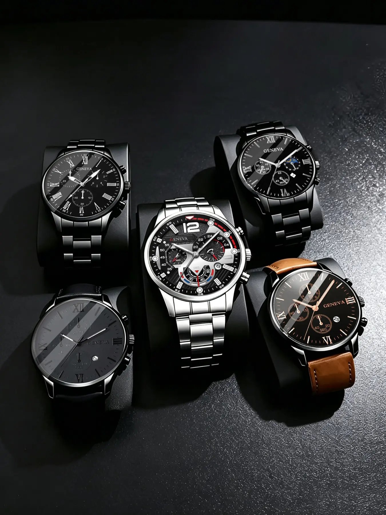 Men's Luxury Watch Set, Alloy Case and Strap, Quartz Movement, Silver Color Dial, Ideal Gift for Holidays, Daily Wear