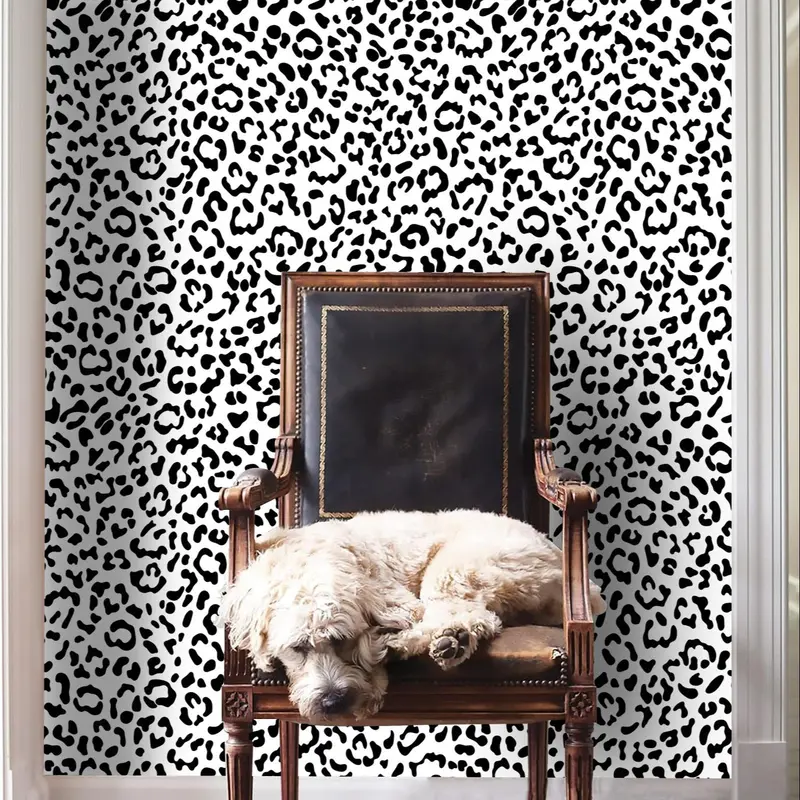 1 Roll Multiple Leopard-Print Self-Adhesive Peel-and-Stick Decorative Wallpaper, Wall Decor, Room Decor Stickers, Waterproof PVC Wallpaper for DIY Bedroom and Bathroom Renovation (width: 17in)