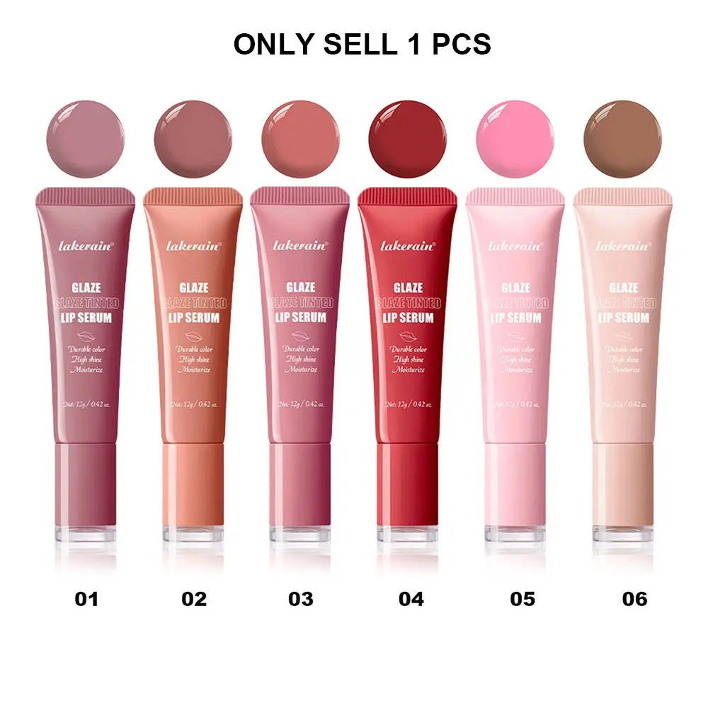 Single Pack 6-Color Donut Peptide Colored Essence Lip Gloss, Moisturizing and Hydrating, Plump and Energized Lips, Lip Gloss