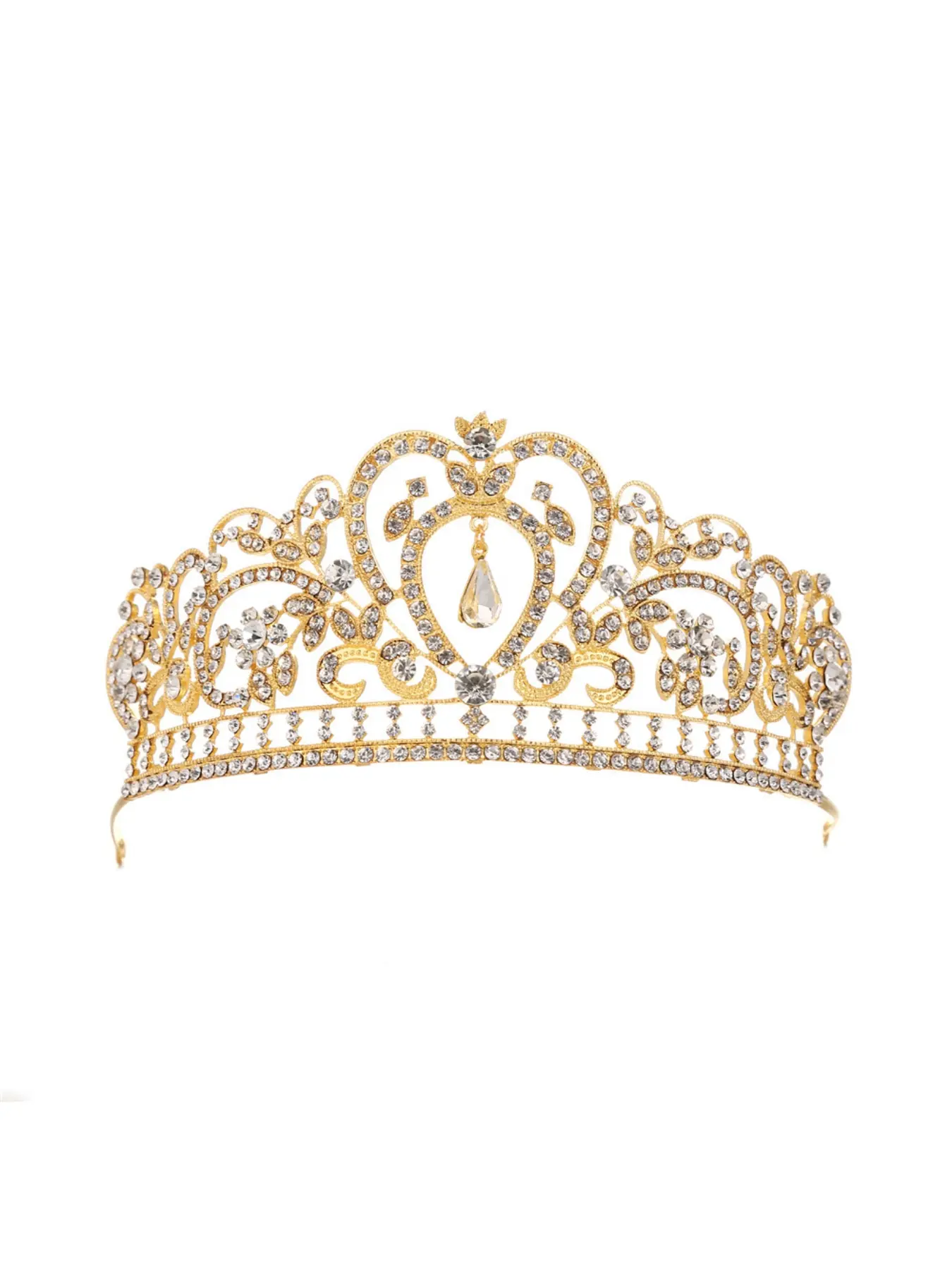 European and American Luxury Vintage Baroque Queen Gold Crown Bridal Wedding Dress Accessories