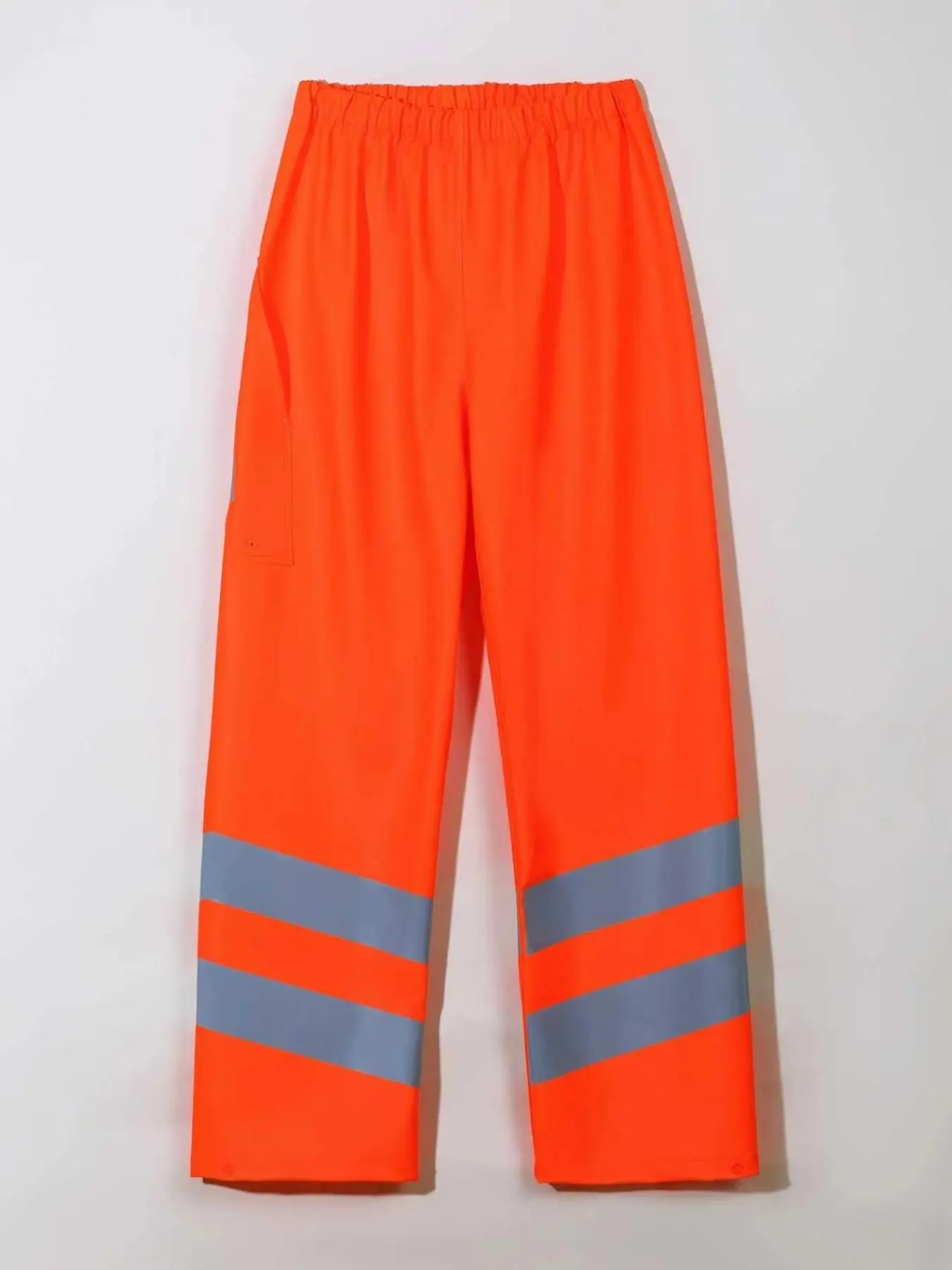 Men's Solid PU Leather Waterproof Straight Leg Athletic Pants, High Visibility Reflective Strips, Safety Protective Long Pants, Comfortable Daily Wear