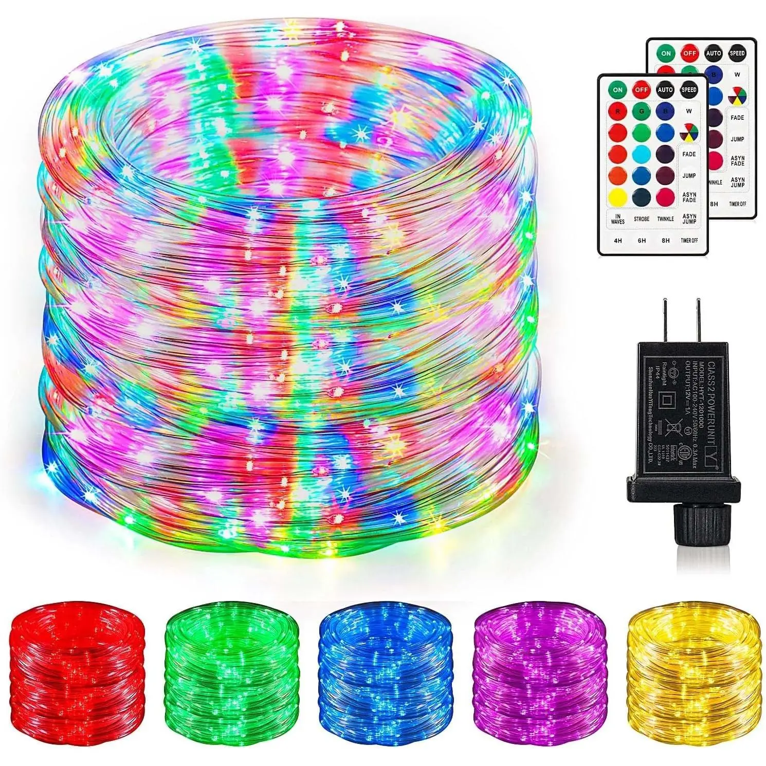 Color Changing Rope Lights 164FT 500 LED Outdoor, String Lights with Plug & Remote | Twinkle Christmas Indoor Bedroom, Waterproof Christmas Lights Outdoor, Rope Lights for Outside,16 Colors