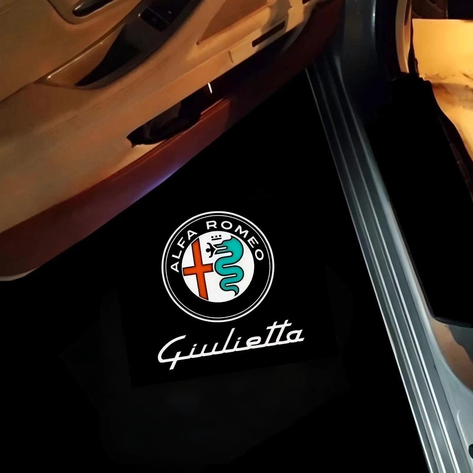 2X LED Car Welcome Logo Light Door Projector Light For Alfa Romeo Giulia 952 Tonale Mito Stelvio 949 Spider 159 166 GT Giulietta