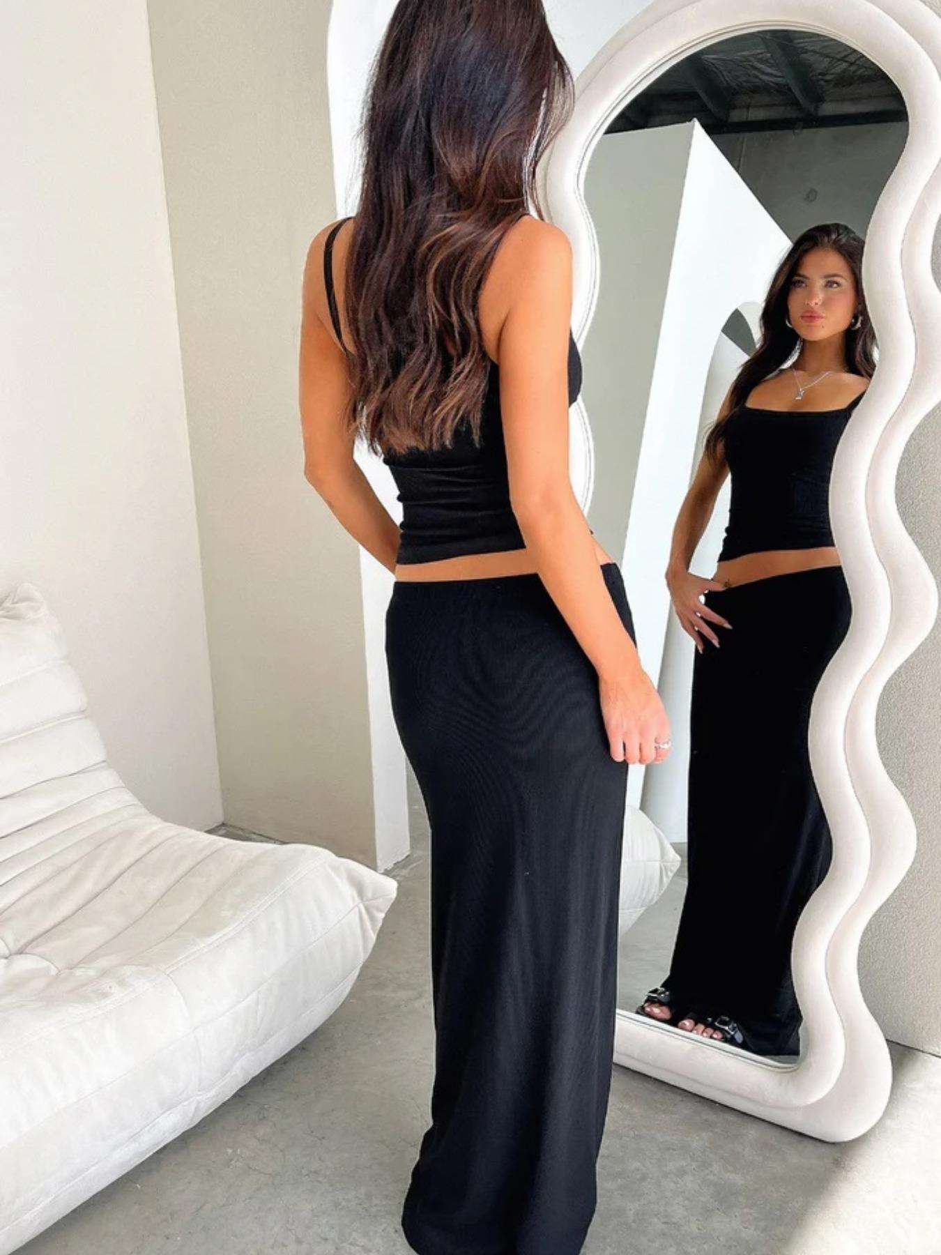 Women's Solid Color Skirt, Elegant Fashion Long Skirt for Daily Outdoor Wear, Women's Bottoms for Summer