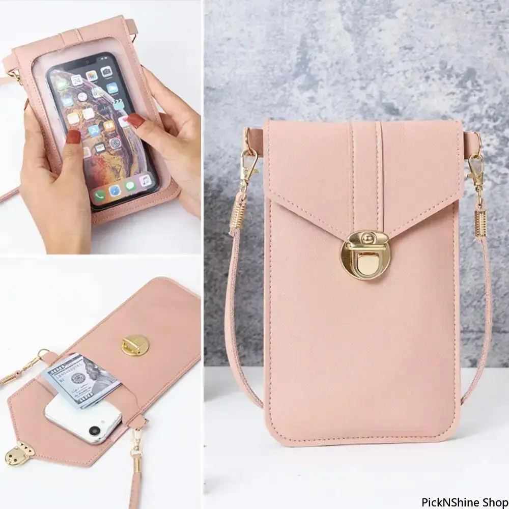 Crossbody Bags for Women, Faux Leather Envelope Lock Purse, Slim Phone Wallet with RFID Blocking and Adjustable Strap, Cellphone Bag, Synthetic, Casual, Chic, Turn-Lock, Phone Holder, Mini Purse, Daily Travel, Purses Crossbody Bag