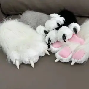 Kig Fursuit Kigurumi Furry Animal Claws Glove Cosplay Costume Wearable Furry Animal Paw Cosplay Props Halloween Costum Kid Gift