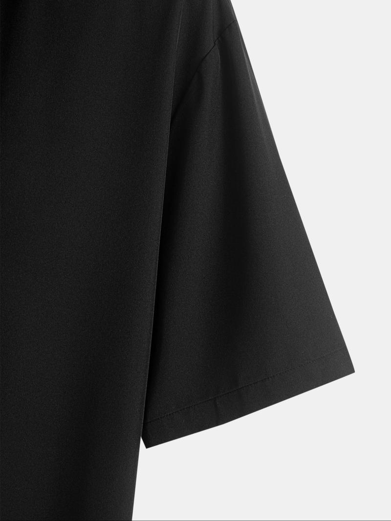 Men's Cat Print Button Front Shirt, Regular Fit Casual Short Sleeve Collared Top for Summer, Fashion Men's Top for Daily Wear, Animal Print Shirt