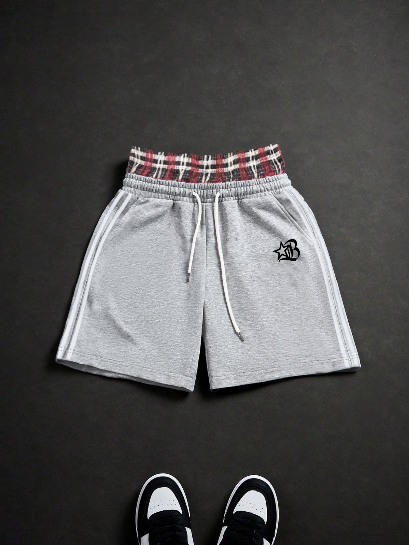 Men's Stylish Star Pattern Printed Casual Shorts, Trendy Double-Layer Design Perfect for All Seasons, Fashionable Versatile Daily Wear Bottoms