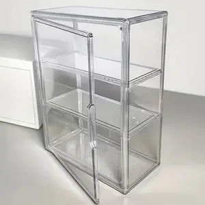 3-Tier Transparent Acrylic Display Cabinet, Durable Lightweight Storage Solution for Collectibles, Retail Stores, Home Office