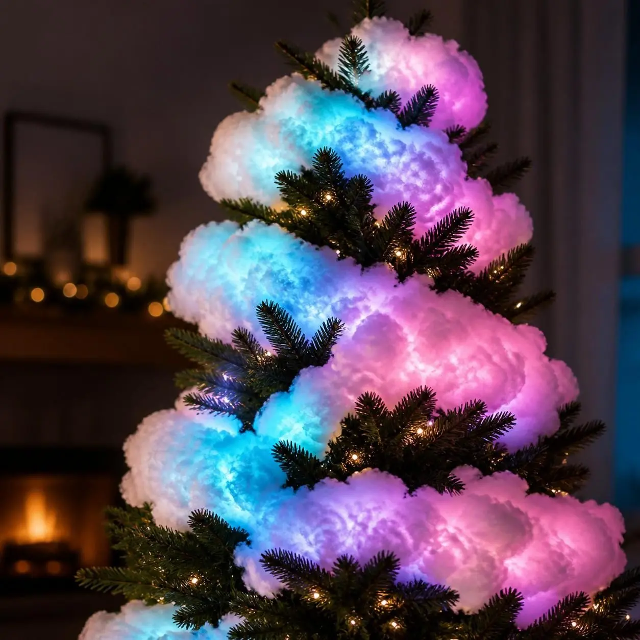 DIY Colorful Cloud Light USB Remote Control Music Lighting Decor, Free Shape Cloud Lamp for Bedroom Living Room Party Festival Space, Soft Color Creative Decoration Light