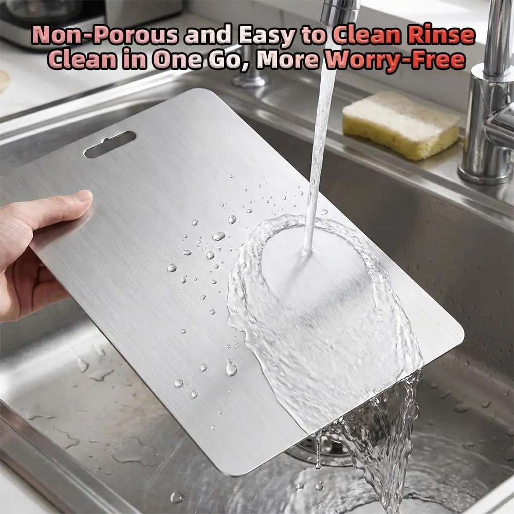 1Pc Stainless Steel Cutting Board for Kitchen, Double Sided Metal Chopping Board, Non Slip Titanium Cutting Board for Meat, Vegetables & Dough Preparation#DealsForYouDays