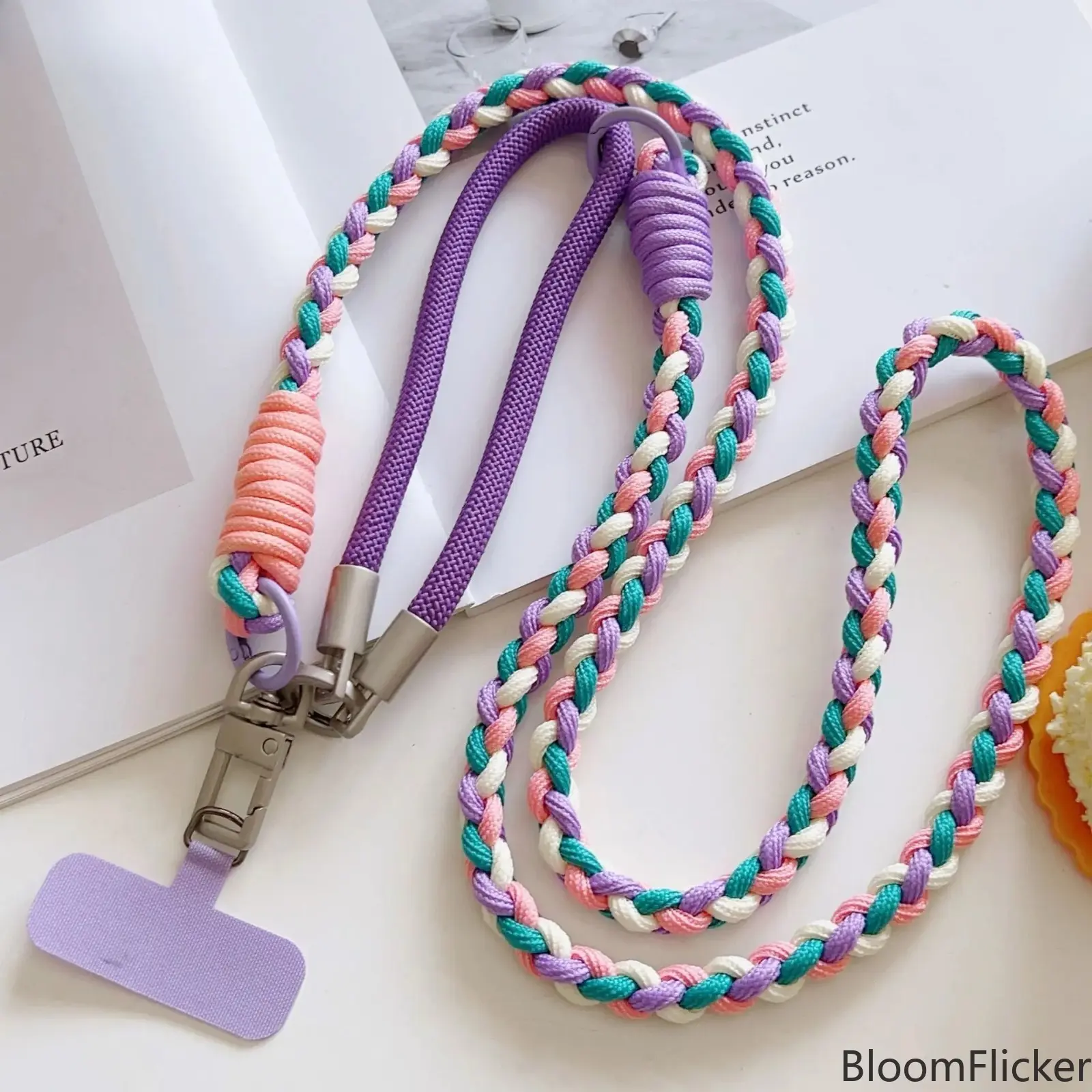 Solid Color 4-Strand Braided Universal Phone Lanyard, Adjustable Crossbody & Neck Strap Matched with Mini Short Wrist Chain, Anti-Lost Secure Phone Rope, Versatile Accessory for Daily Commuting, Travel Trips and All Kinds of Outdoor Activities
