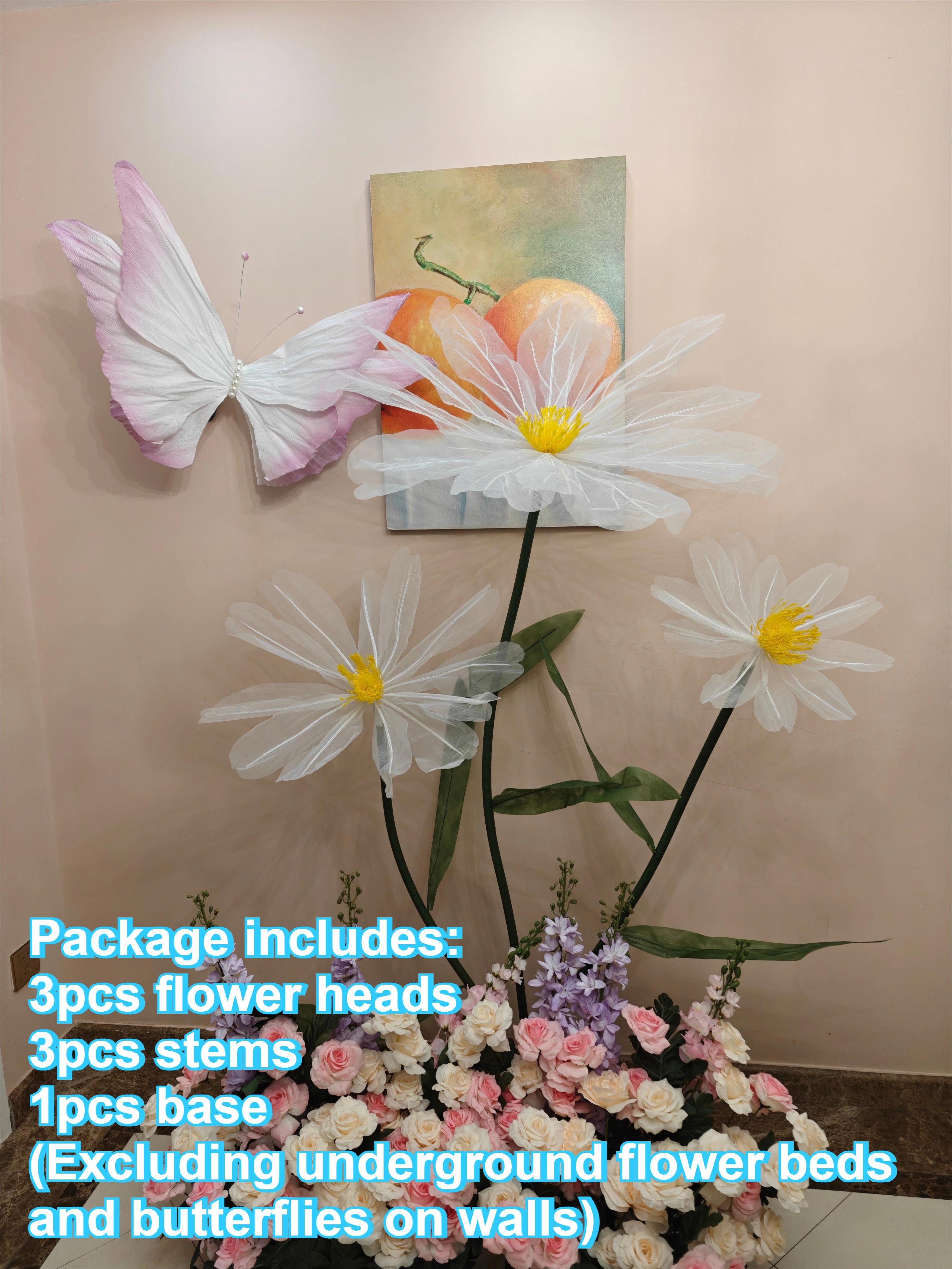 Artificial Silk Flower Wedding Scene Backdrop Decor Silk Yarn Flower Window Display Ornaments Stage Road Guide Floral With Stand