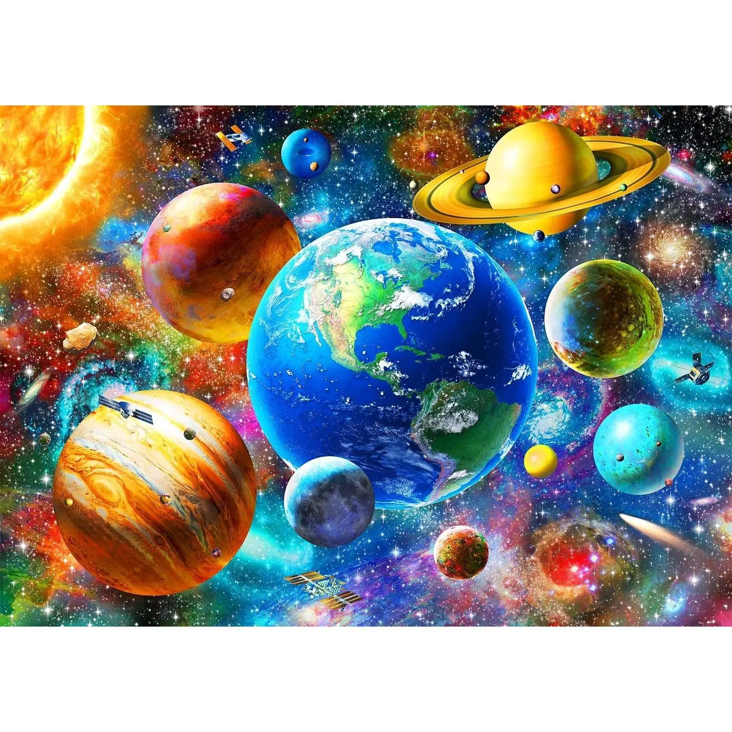 Puzzles for Kids Ages Solar System Planets Floor Puzzle- 200 Piece Jigsaw Puzzles for Kids Ages 10-12 Year Old and Adults.Colorful Children Puzzles for Girls and Boys Educational Toys