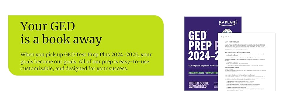 GED Test Prep Plus 2024-2025: Includes a Diagnostic Pretest, 2 Full Length Practice Tests, 1000+ Practice Questions, and 60+ Online Videos (Kaplan Test Prep)