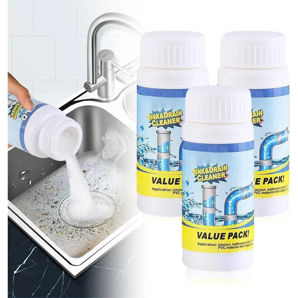 3PCS 2026 New-functional Wild Tornado Pipe Dredge,Sink Cleaner Powder Fast Foaming for Pipeline Quick Tool