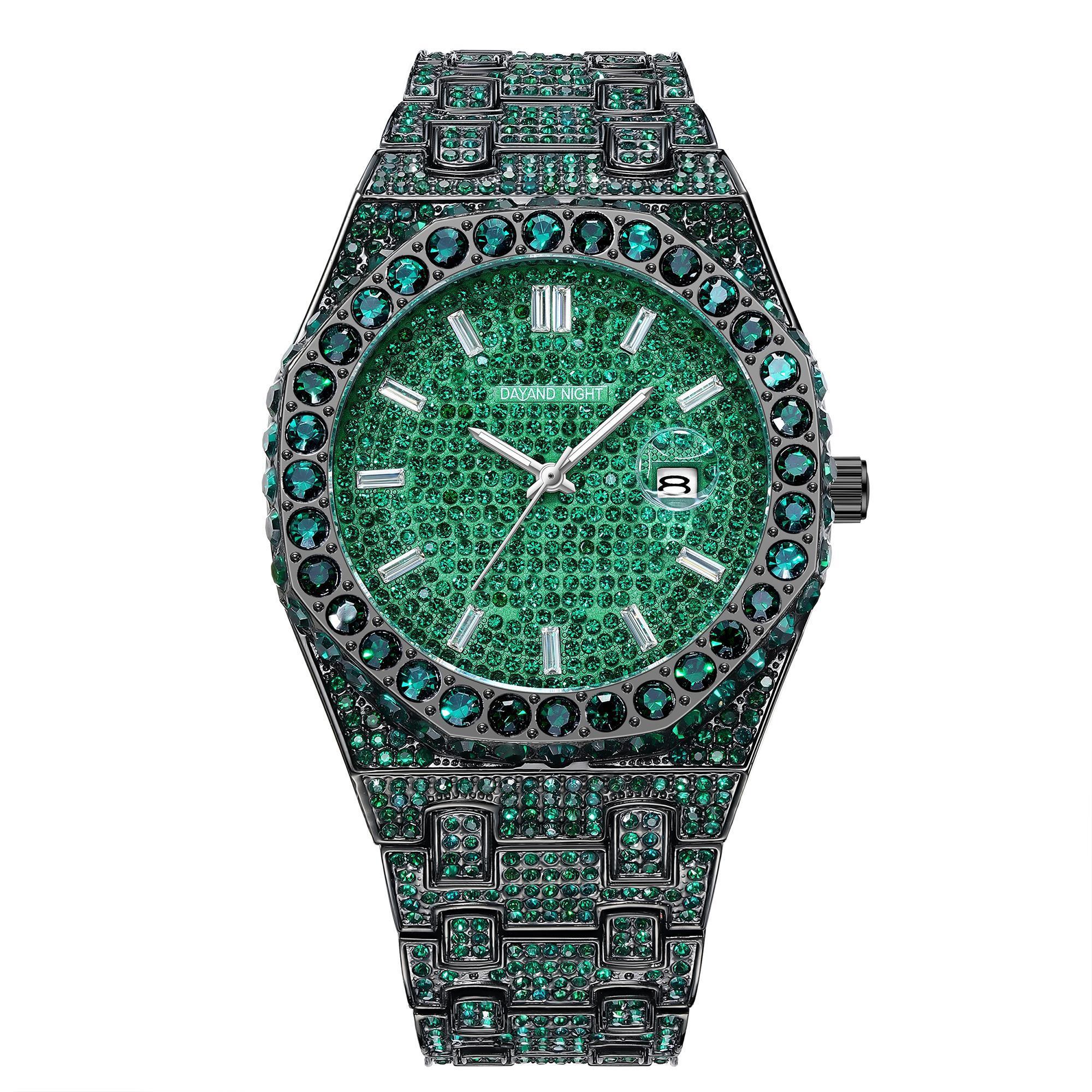 2026 Iced Out Full Pave Round Dial Watch! Sparkly Cubic Zirconia for Men & Women. Perfect Gift! watches for men. Date Night Essential! Stunning Iced Out Round Watch for Him & Her. A Gift They'll Adore.