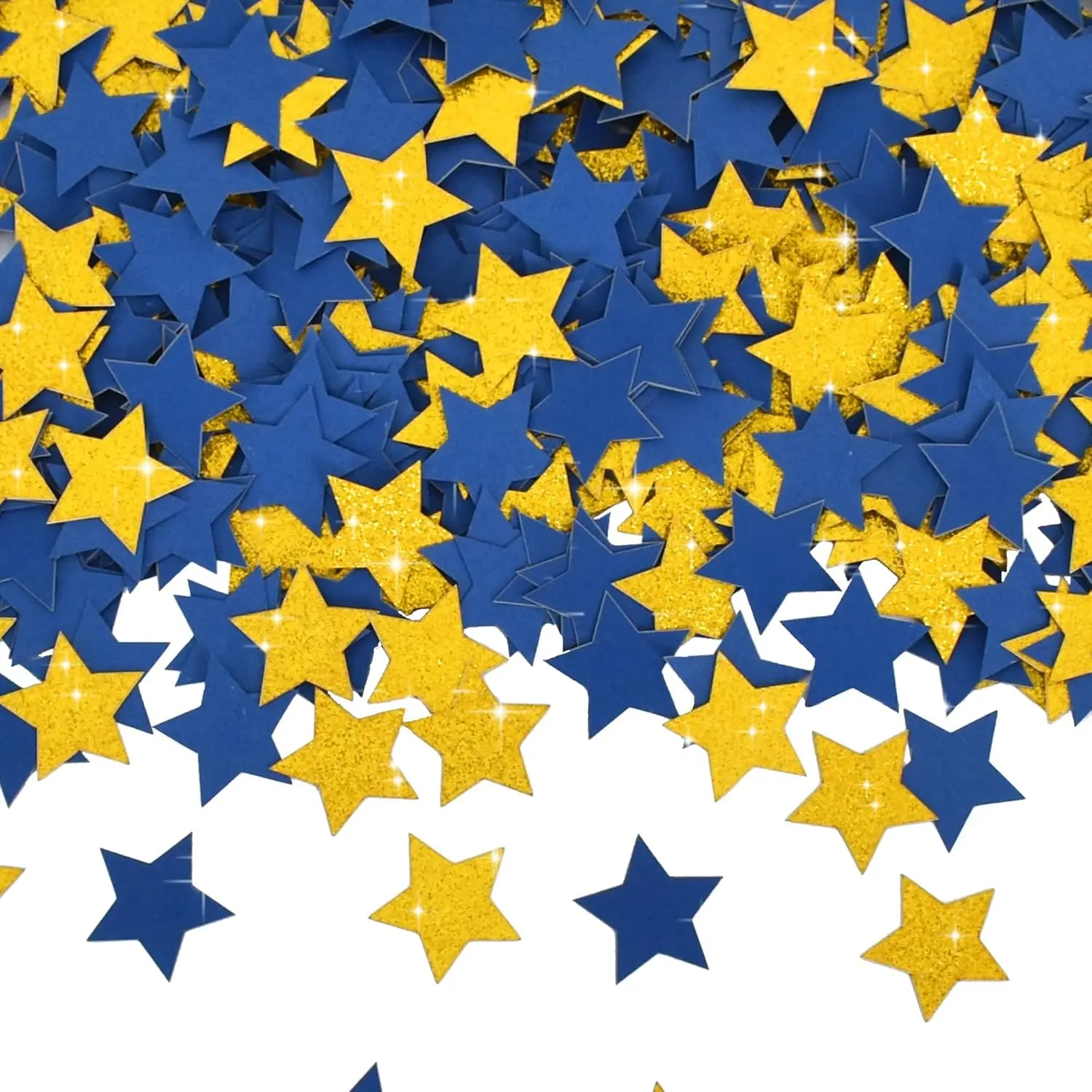 300Pcs Glitter Blue Gold Stars Confetti Shiny Paper Table Confetti for Birthday Halloween Bachelorette Wedding Baby Shower Graduation Party Decorations Supplies