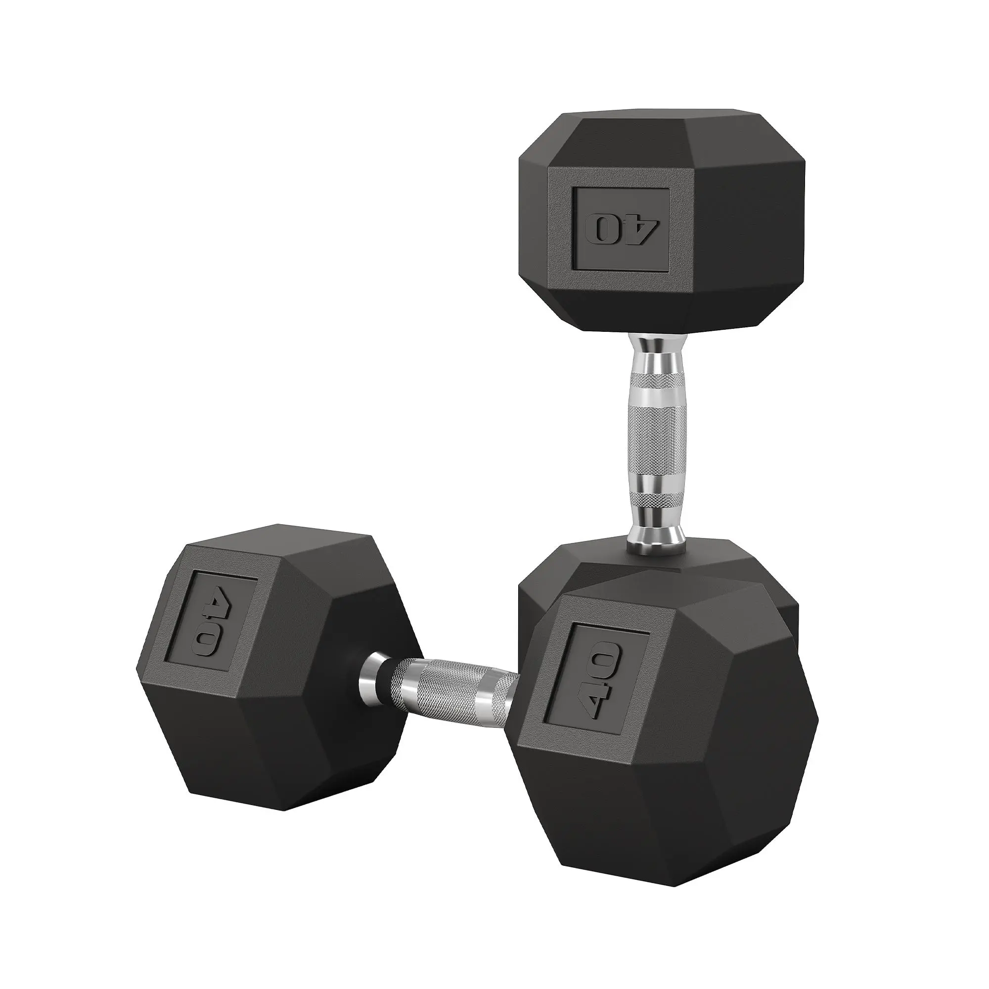 Hex Dumbbell Pair, 5-50 LB Rubber Encased Weights with Cast Iron Core & Textured Carbon Steel Handle for Men and Women, Home Gym Strength Training, Fitness For Everyone