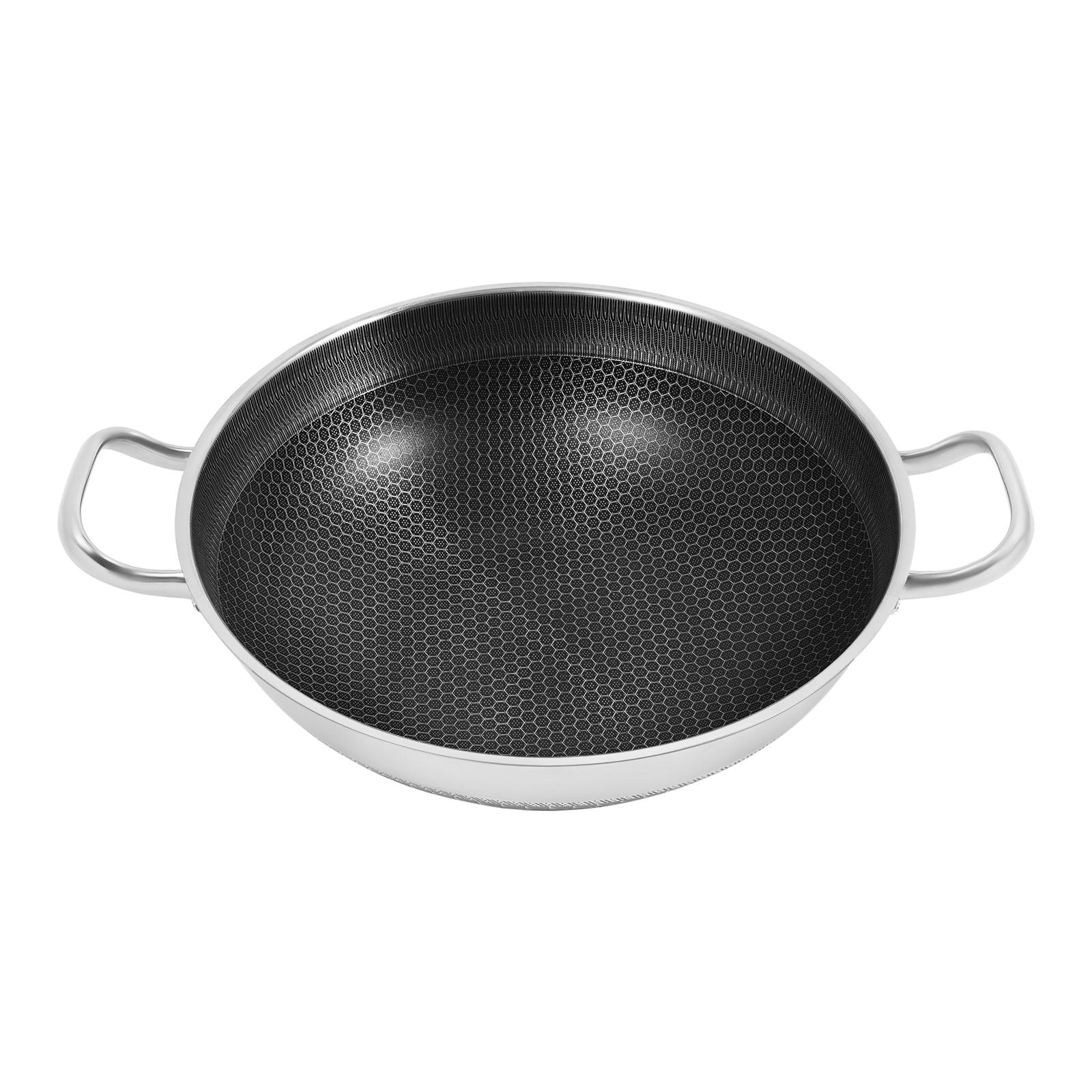 Modern Silver Stainless Steel Frying Pot 33.5cm With Glass Lid 3-4 People For Home Kitchen All Stoves