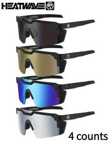 4 Counts Heatwave Lightweight Wrap Sports Sunglasses, Polarized Anti Glare, Cycling Driving Ski, Outdoor Sun Glasses for Men & Women