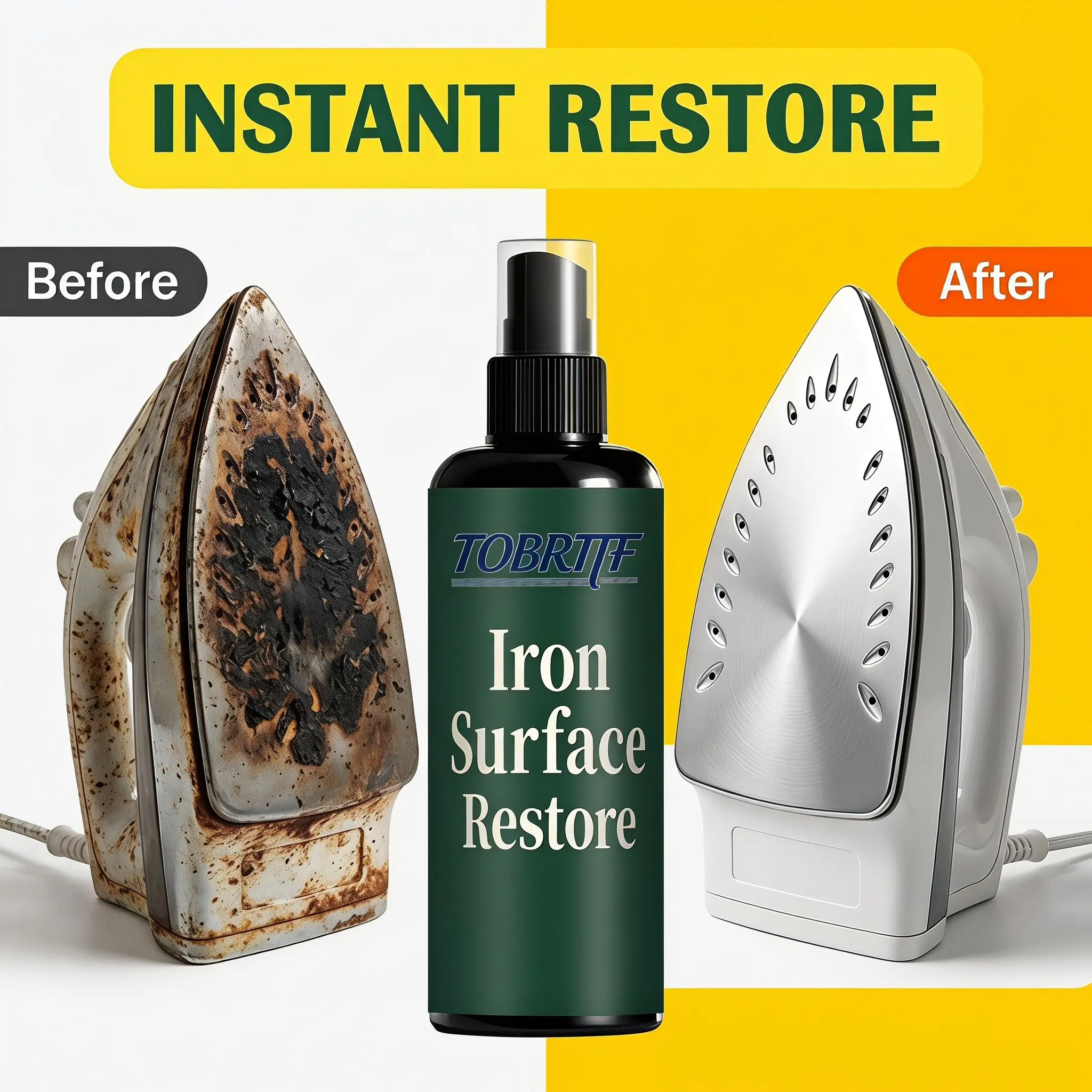 Professional Iron Plate Cleaner Spray, Quick Penetration Formula, Removes Burnt Stains, Oil Grease, Residue, No Brushing Needed, Instant Restore
