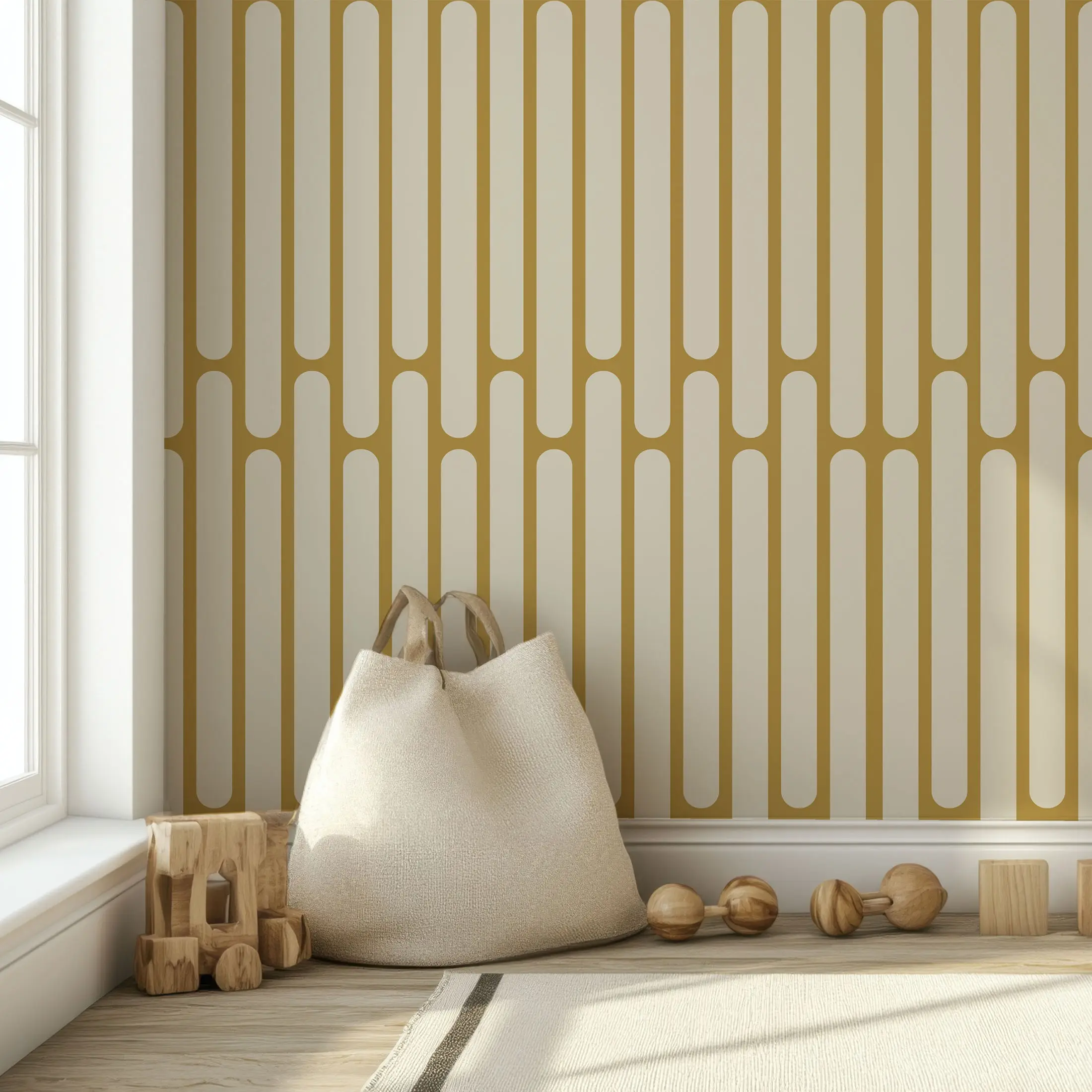 1 Roll Medieval Modern Style DIY Wallpaper, Geometric Pattern Removable Self-Adhesive Stripes, Bathroom & Bedroom Wall Decor, Striped Wallpaper Peel And Stick