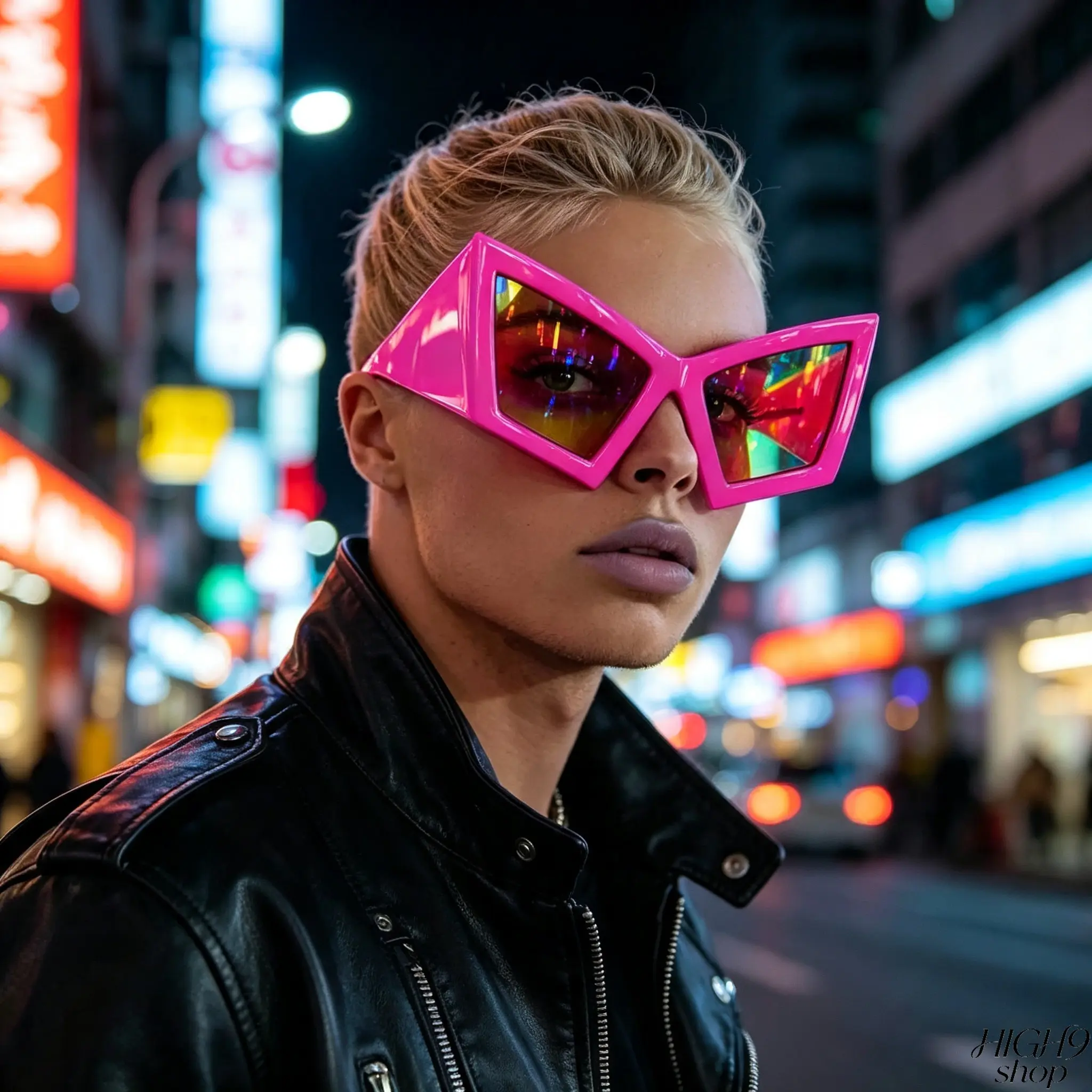 Futuristic Y2K Cyberpunk Oversized Sunglasses, Exaggerated Angular Big Frame Avant-Garde Eyewear, Lightweight UV Protection Fashion Shades, Trendy Streetwear Accessory For Club Party, Motorcycle Outfits For Men & Women