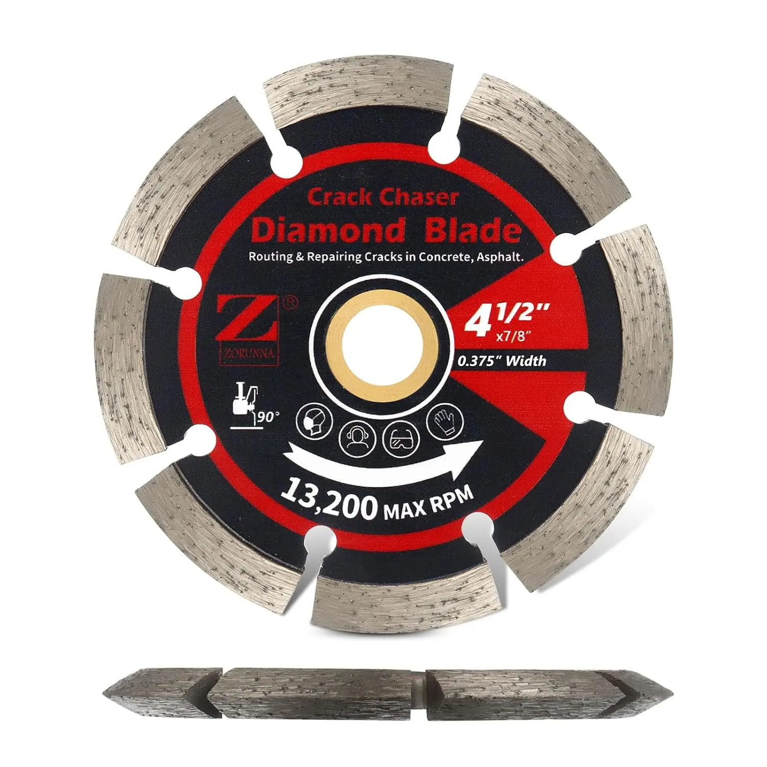 4.5" Concrete Crack Chaser Blade, 3/8" Wide, 7/8" Arbor, Dual Arbor Type, V-Groove Cutters, Industrial Diamonds, Deep Crack Repair, Single Blade Set, Efficient Removal, Less Chipping, Durable