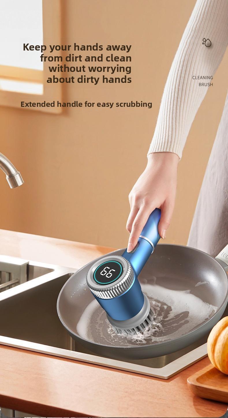 Multi - Function Kitchen Electric Cleaning Brush Wireless Automatic Scrubber for Dishes Pots and Pans Rechargeable Household Cleaning Tool