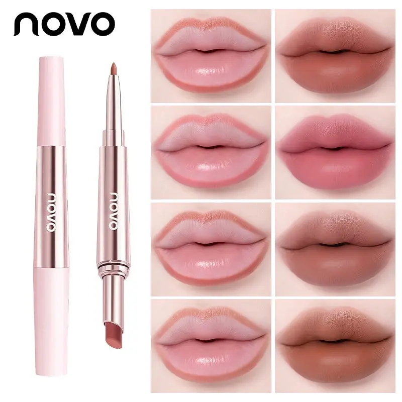NOVO 2 In 1 Lip Liner Pencil Matte Lipstick Dual End Automatic Lip Liner Long Lasting Nude Lip Makeup Waterproof Lip Contour Pen For Women